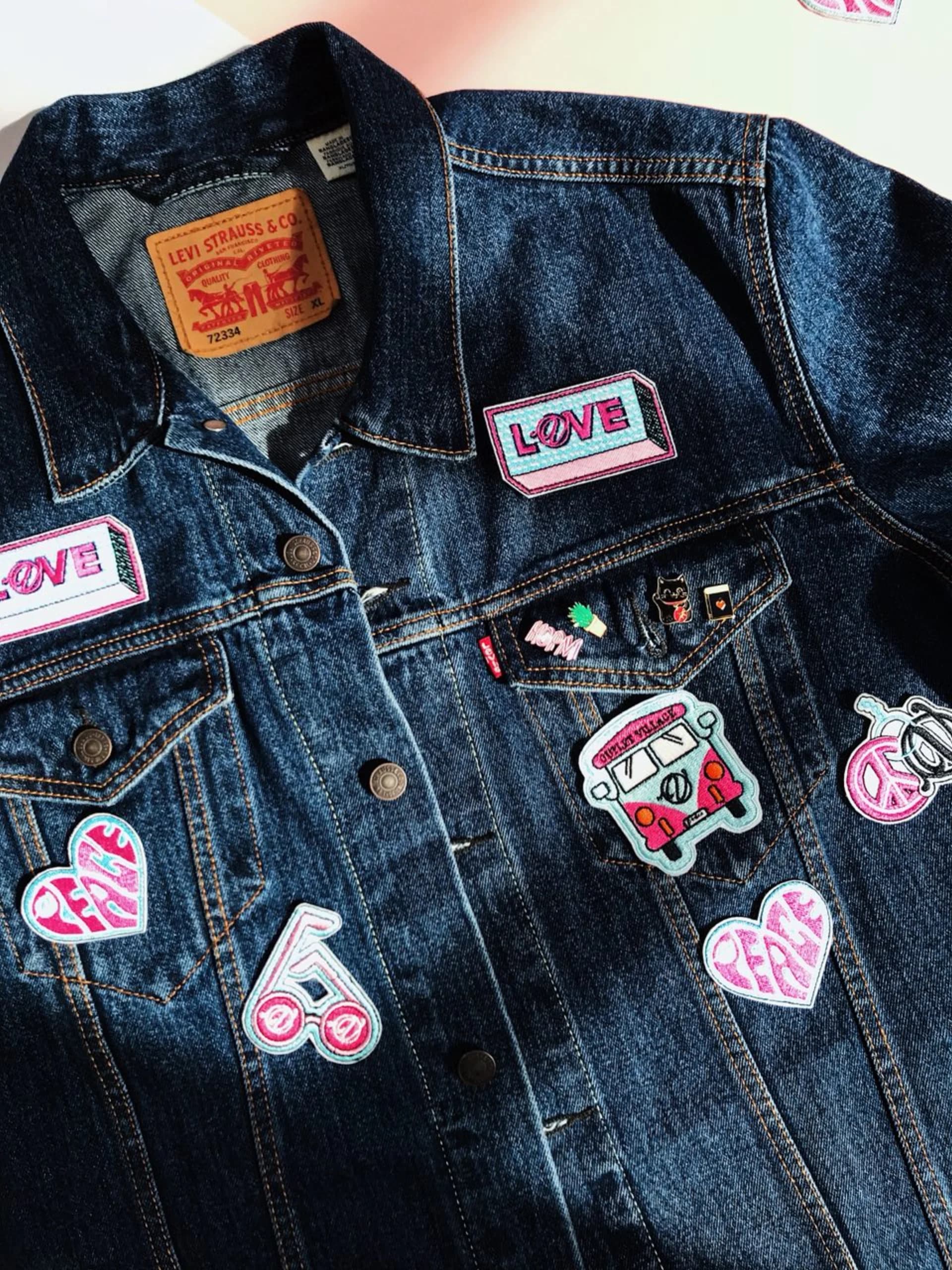 Levi's denim jacket with custom patches